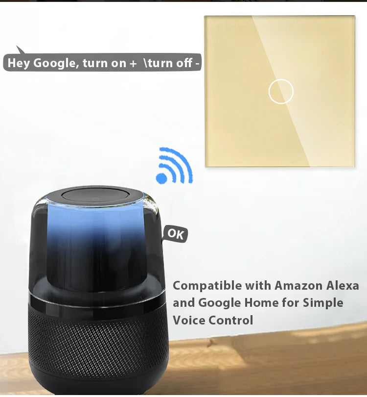 TAWOIA Wifi Touch Light Switches 1/2/3/4Gang Smart Wall Switch Tuya Smart Life Alexa Voice Control With Capacitor L/N1000W
