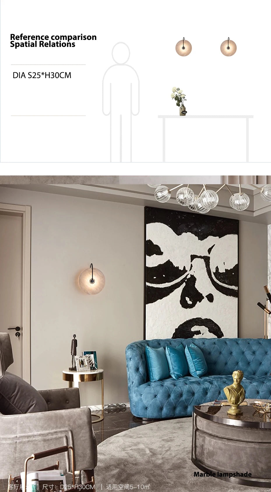 Modern Marble Led Wall Lamps Surface Mounted Led Wall Light Sconces Black Lighting Fixture Decoration Bedroom Foyer Loft Lamps