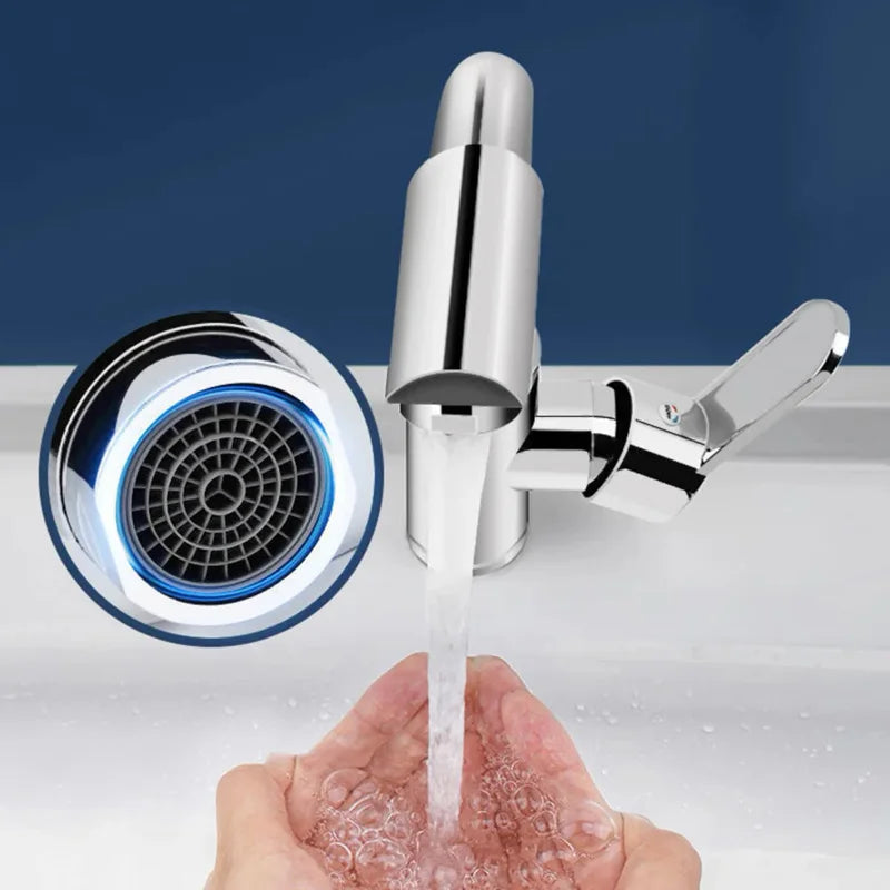 Cold Hot Mixer Tap Bathroom Chrome Plated Durable Faucet Polished Silver Swivel Basin Sink Tap Zinc Alloy Body