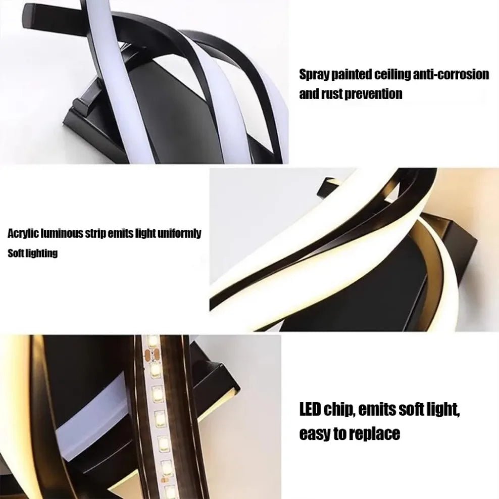 Modern LED Wall Lamp Home Line Decoration Wall Lamp Living Room Background Wall Bedroom Headboard Black White Lighting Lustre
