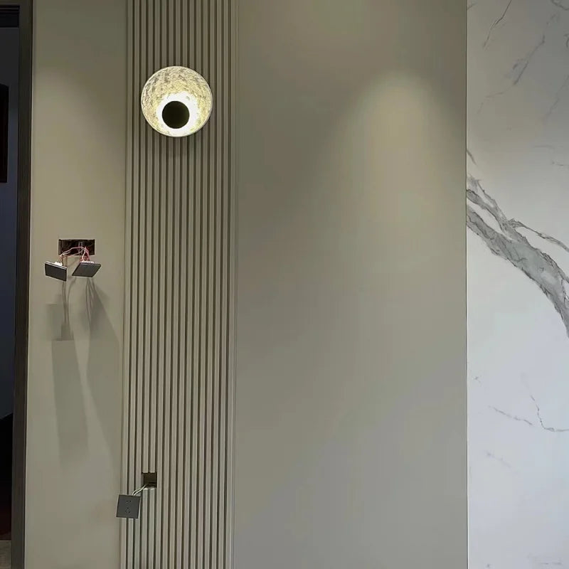 Nordic Modern Light Luxury Marble Wall Lamp Bedroom Background Led Lighting Decoration Creativity Mirror Aisle Sconce Indoor
