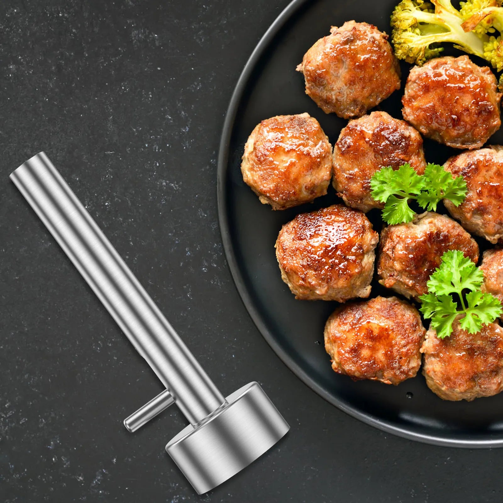 1/2PCS Falafel Scoop Stainless Steel Falafel Meatball Maker Scoop Nonsticky Meatball Falafel Baller Maker Mold Kitchen Gadgets