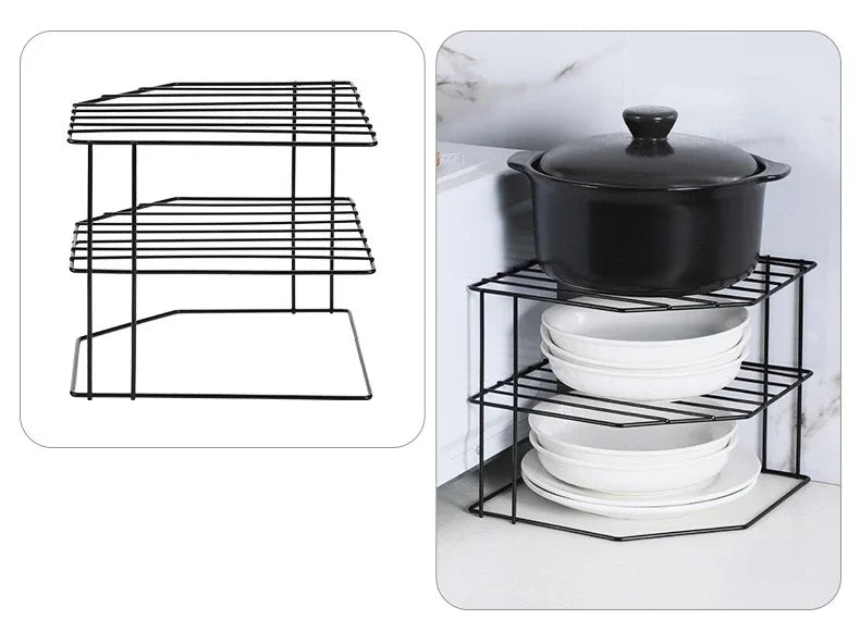 Kitchen Storage Corner Shelf Seasoning Pot Bowl Dish Glasses Countertop Organizer Rack 3 Tier Removable Cosmetic Makeup Holder