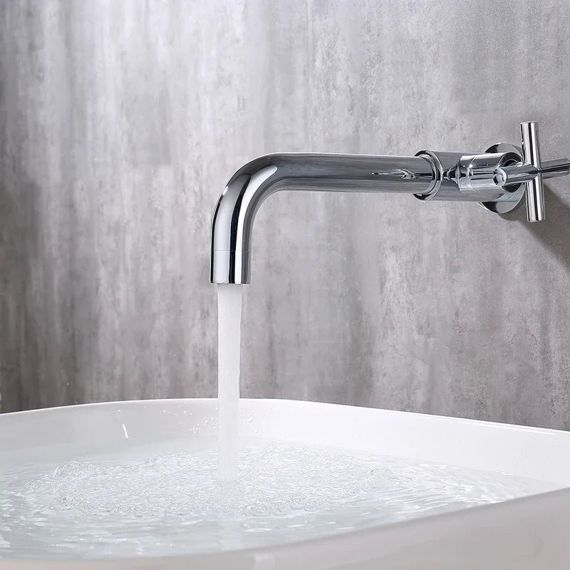 Bathroom Wall Mounted Long Mop Pool Faucet Single Cold Brass Basin Faucet Balcony Wash Basin Tap Black Brushed Gold Water Taps