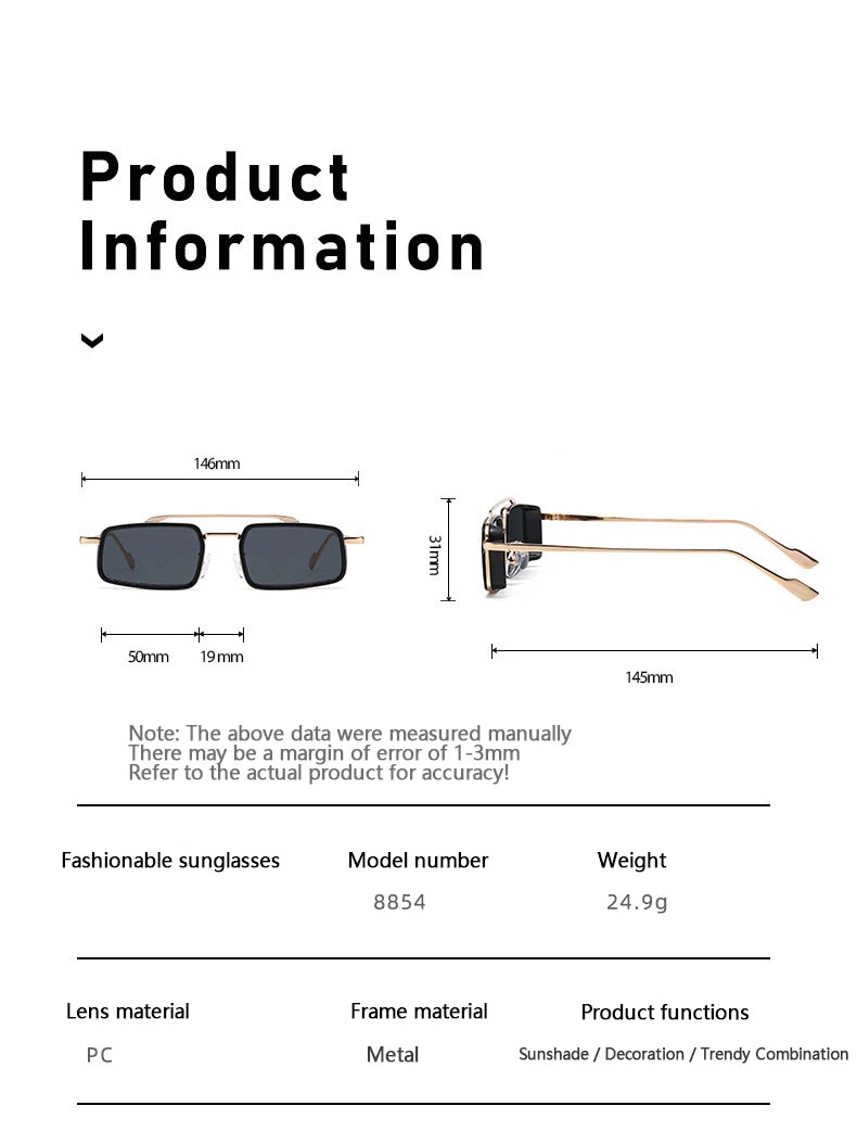 Trend Double-rail Sun Glasses - Fashionable, Business-style, Uv-resistant, Small Frame, For Driving Car Sunglasses8854X