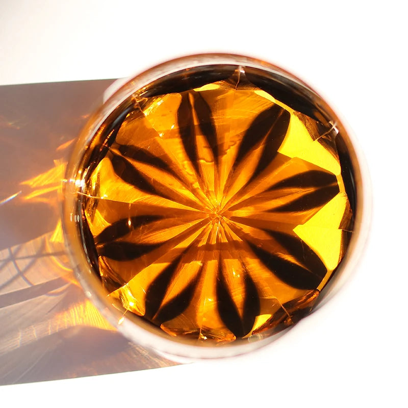 Edo Kiriko Fashioned Whiskey Glasses 360ml Amber Grey with Gift Box New Design New Arrival