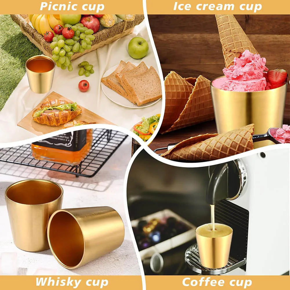 Stainless Steel Cups Double Wall Tumbler Glasses Stackable Glasses Metal Drinking Cups Insulated Drinking Glasses Reusable