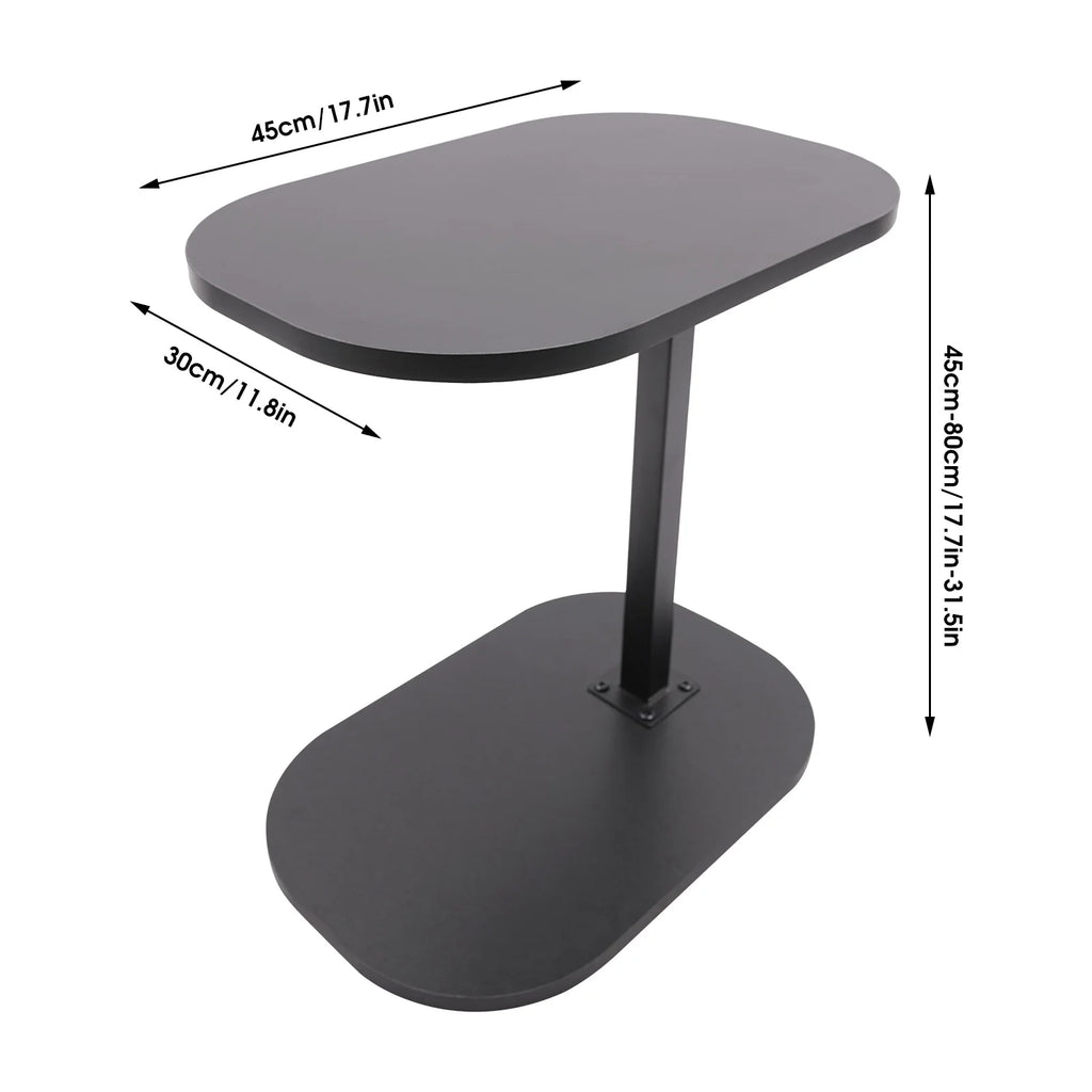 C Shaped Side Table Adjustable Height Compact Coffee Table 360 Rotatable Desktop Surface Modern Light Luxury Style