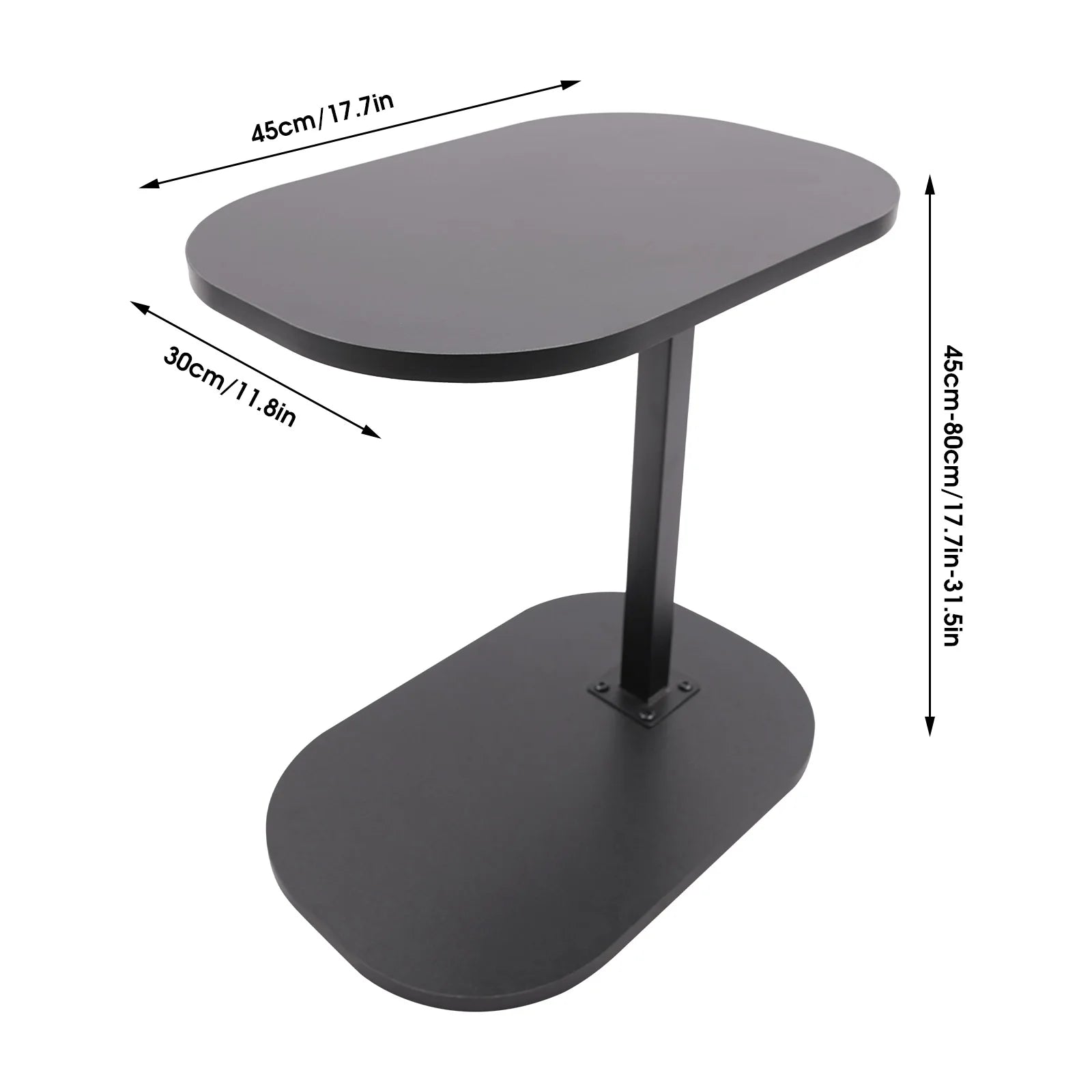 C Shaped Side Table Adjustable Height Compact Coffee Table 360 Rotatable Desktop Surface Modern Light Luxury Style