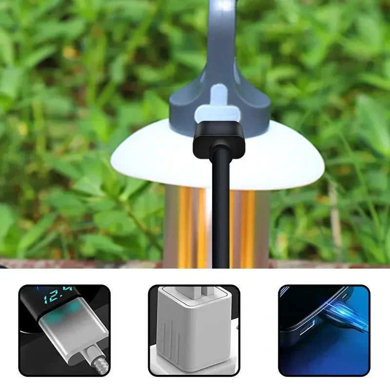 Camping Light Lightweight Handheld Torch  5 Lighting Modes Rechargeable Tent Lamp for Patio Climbing 8 Light Filaments