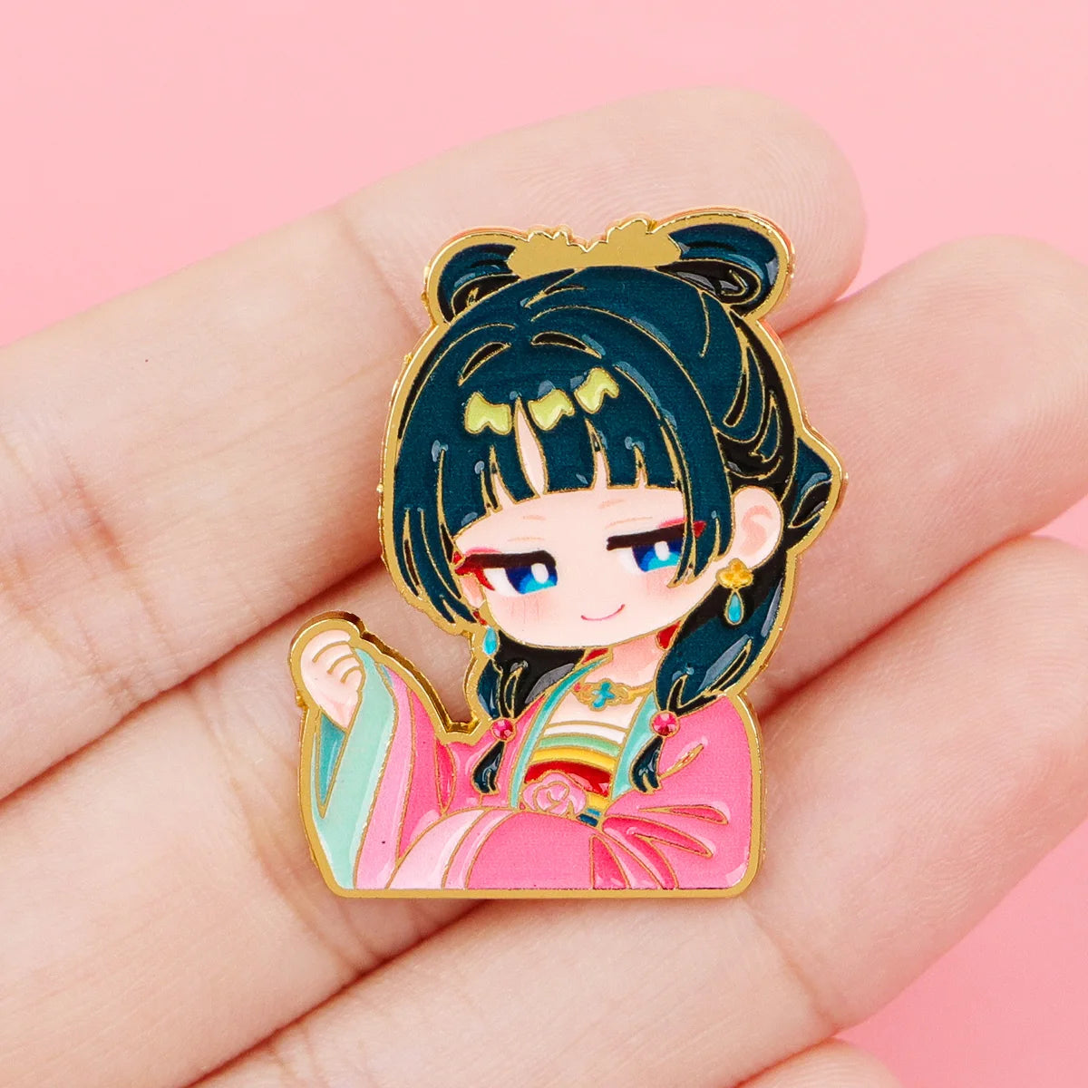 2pcs/set Cute Green Hair Girl Enamel Pins Metal Brooch Backpack Hat Bag Collar Lapel Badges Fashion Jewelry Collection Gifts