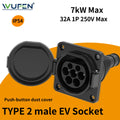 WUFEN EVSE Type 2 Male Socket 16A&32A 1P&3P for Electric Vehicle Car side Charger IEC 62196 Type 2 Socket EV Charger Socket 32A