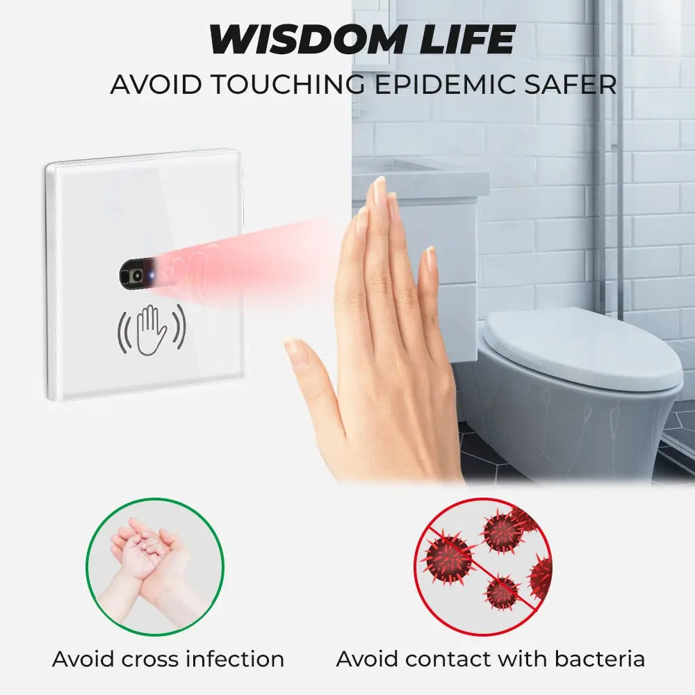 EU US Smart Wall Light Switch Hand Sweep Sensor Infrared Sensor Switch Glass Display Panel Neutral Wire10A No Touch Needed ﻿