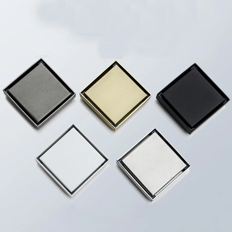 stainless steel Brushed Gold Floor drain 10*10cm Shower Square Deodorization Type Bathroom Water Flow Tile Insert Drain