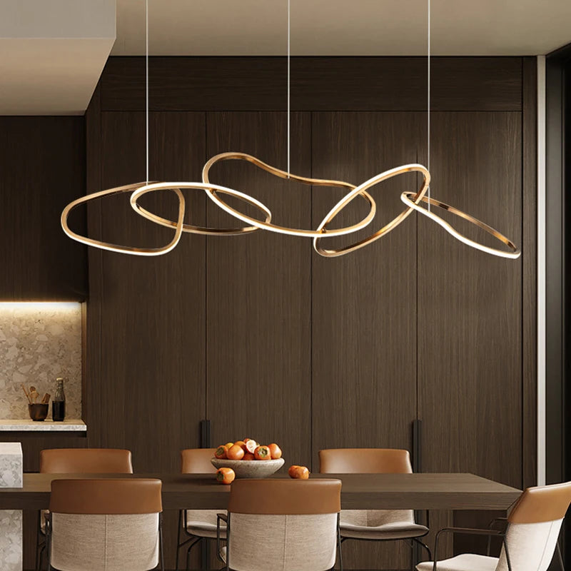 Postmodern Luxury led hanging lamp Minimalist art Personality Chandelier for Living Dining room Iron LED ring chandelier Light