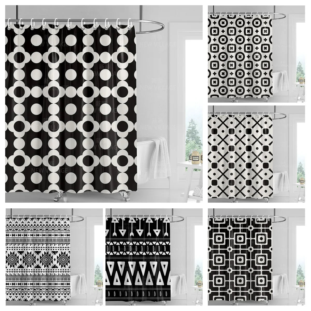 Home decoration shower curtains bathroom waterproof curtain fabric Living Room Modern Nordic Modern geometric pattern simple