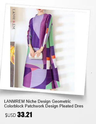 LANMREM High End Purple Pleated Women's Dress 2025 New Round Neck Short Sleeved Spliced Design Ball Gown Summer Dresses 2DB3489