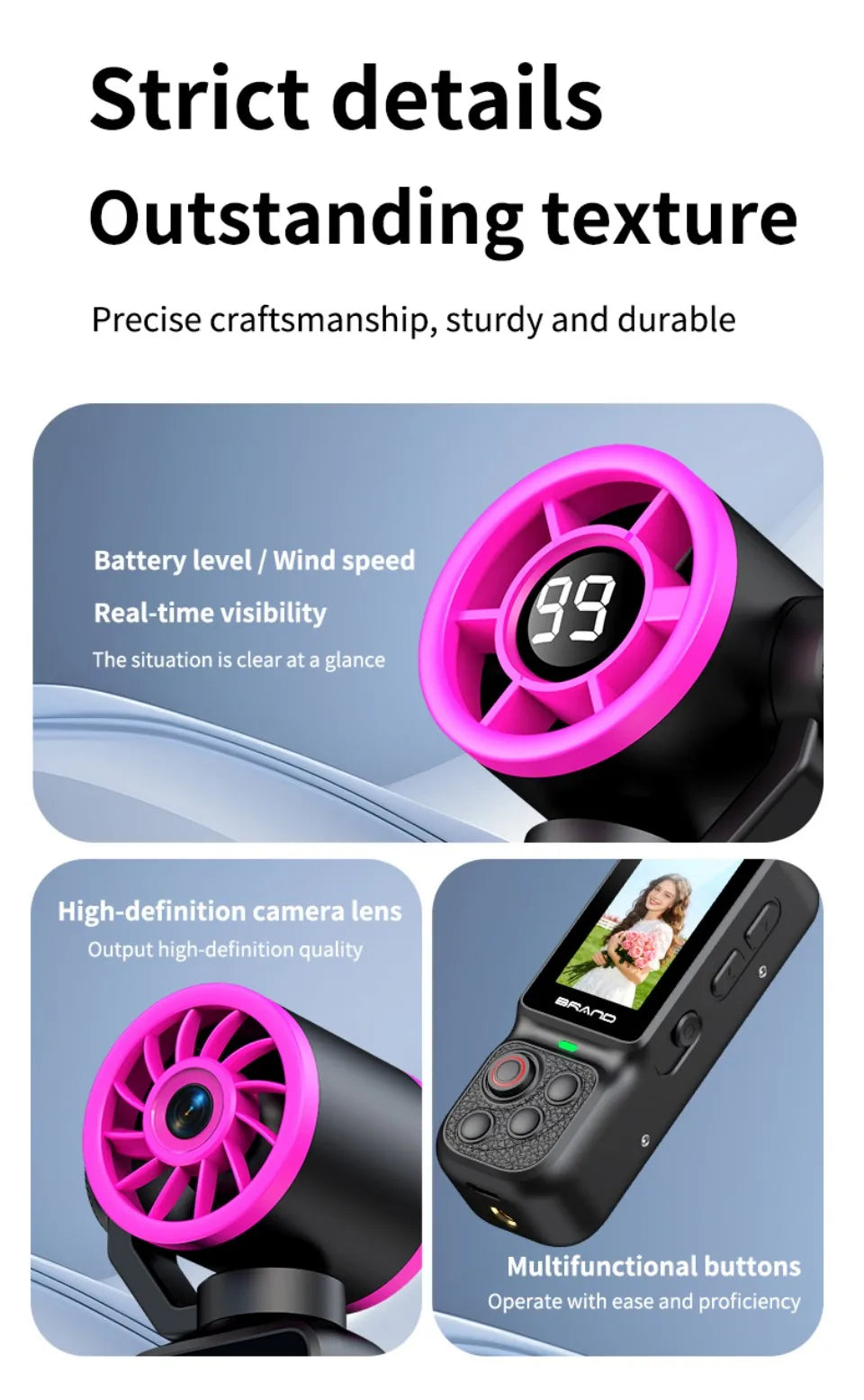 HD 2 in 1 Action Camera with 5 Speed High Speed Cooling Fan Video Recorder For Vlog YouTube Outdoor Shooting Handheld Action Cam