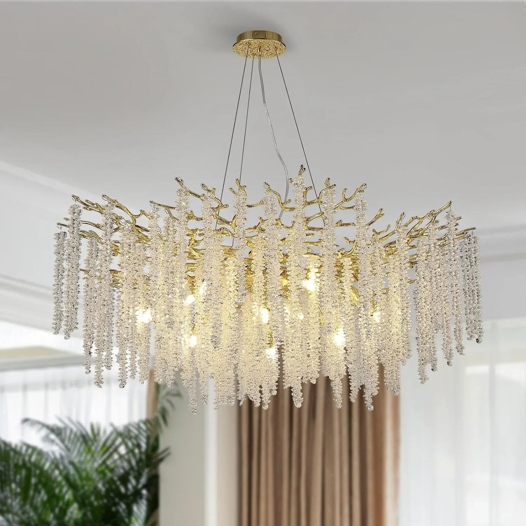 Modern light luxury living room crystal chandelier dining room bedroom French crystal lamp artistic decoration branch lamp