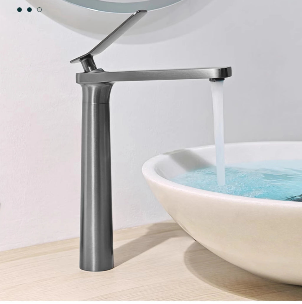 BAKALA Luxury Black Gray Wash Basin Taps Modern White Faucet Bathroom Luxury Basin Faucets Antique Hot Cold Water Sink Tap Mixer