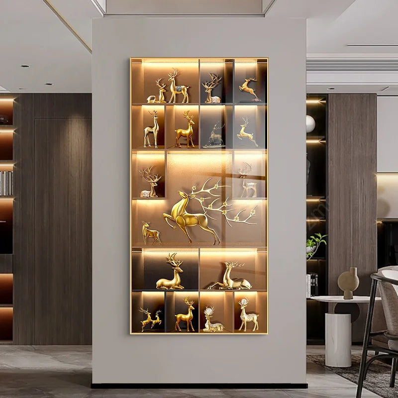 Modern Light Luxury Entrance LED Decorative Painting Home Decoration Living Room Bedroom Sofa Background Corridor Mural Light