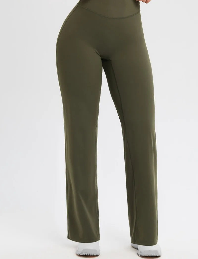 2026 C-B Women High Waist V Back Scrunch Straight Leg Yoga Pants Naked Feel Tummy Control Stretch Gym Pilates Sports Trousers
