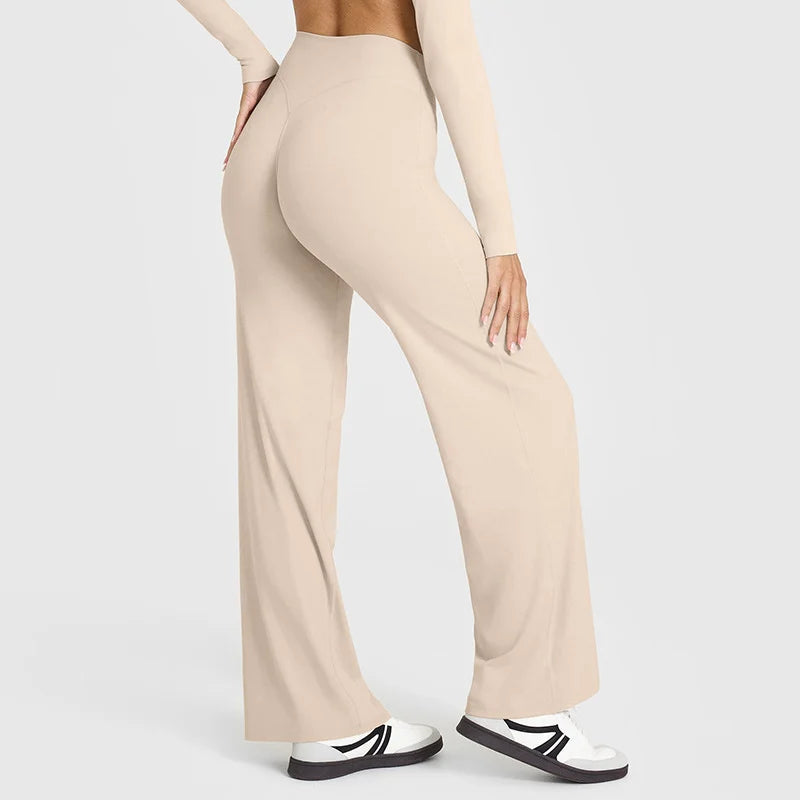 GYM Naked Feel Pilates Running Sport Trousers Straight-Leg Pants Ultra Soft Butter Fabric Women's Mid-Waist Yoga Pants