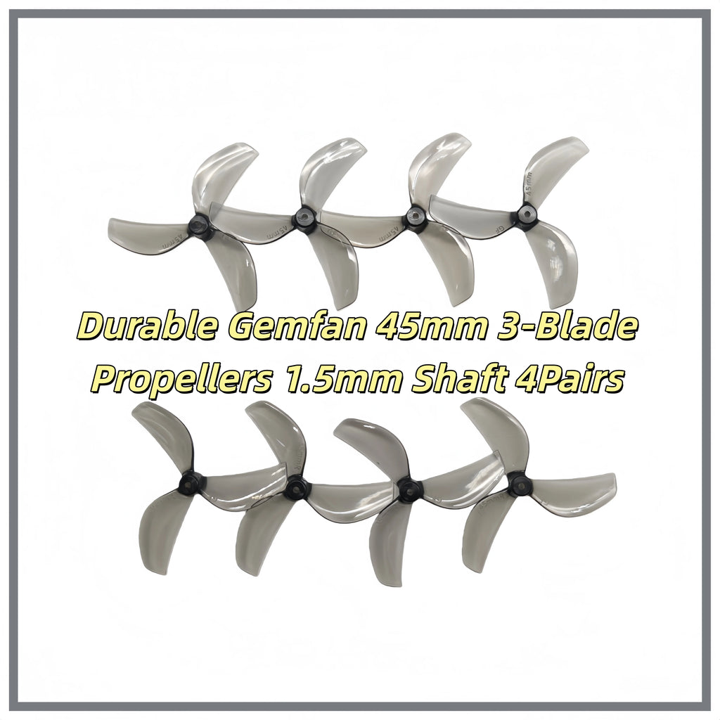 Gemfan 45mm 2/3-Blade Propellers 1.5mm Shaft High Thrust PC Props 4Pairs for 1S Micro Whoop Toothpick Drone Meteor75 Pro