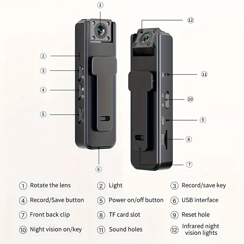 Mini Camera Night Vision HD 1080P Wireless Network Camera Digital Handheld Camera Outdoor Sports Camera Video Camcorder