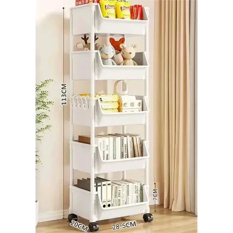 Home Trolley Bookshelf Kitchen Storage Rack Kitchen Corner Narrow Slit Storage Cabinet Bathroom Living Room Storage Rack