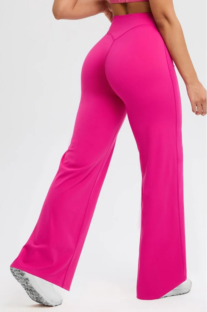 2026 C-B Women High Waist V Back Scrunch Straight Leg Yoga Pants Naked Feel Tummy Control Stretch Gym Pilates Sports Trousers
