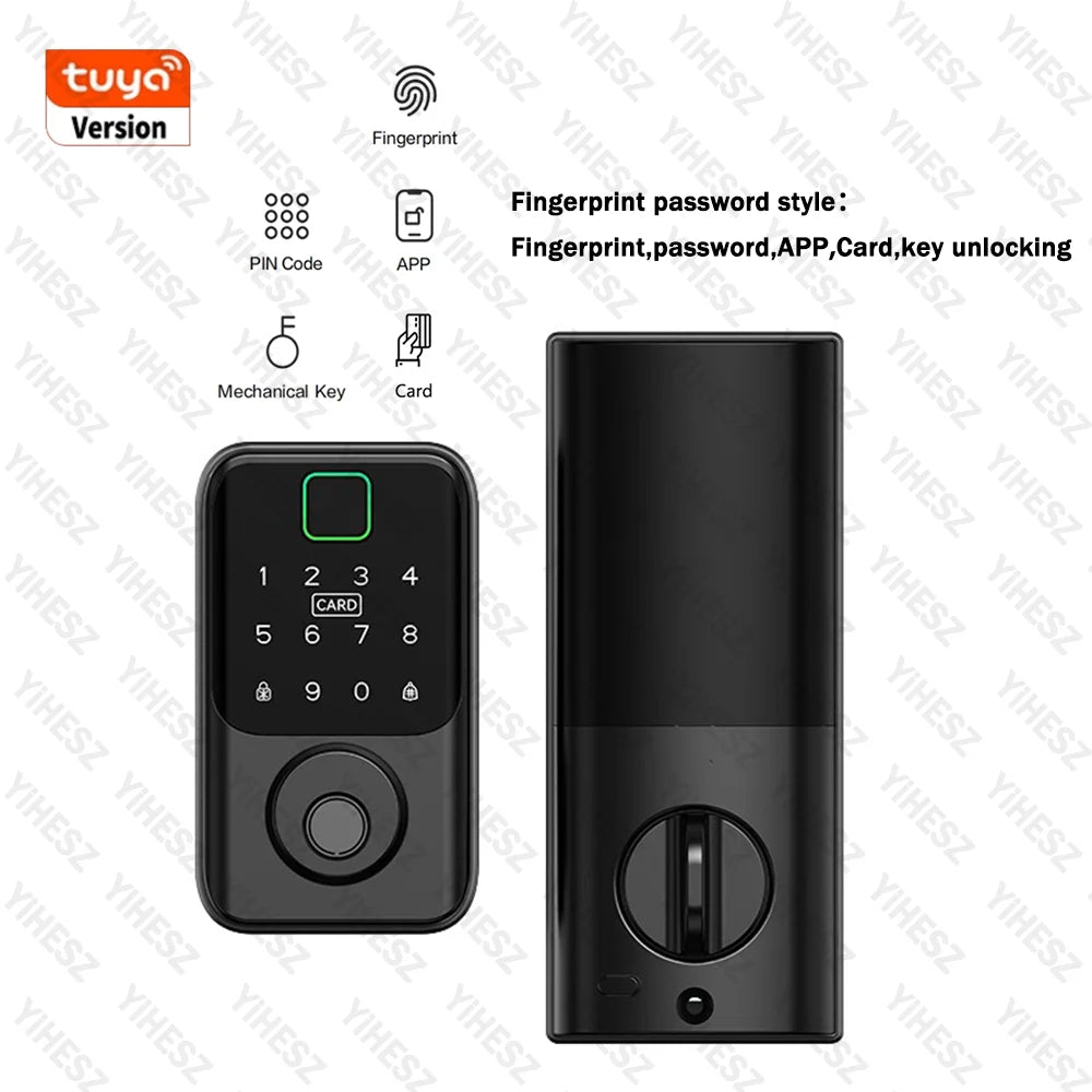 Tuya BLE Digital Electronic Smart Deadbolt Fingerprint Door Lock Password Card Key Unlock Keyless Entry For Smart Home