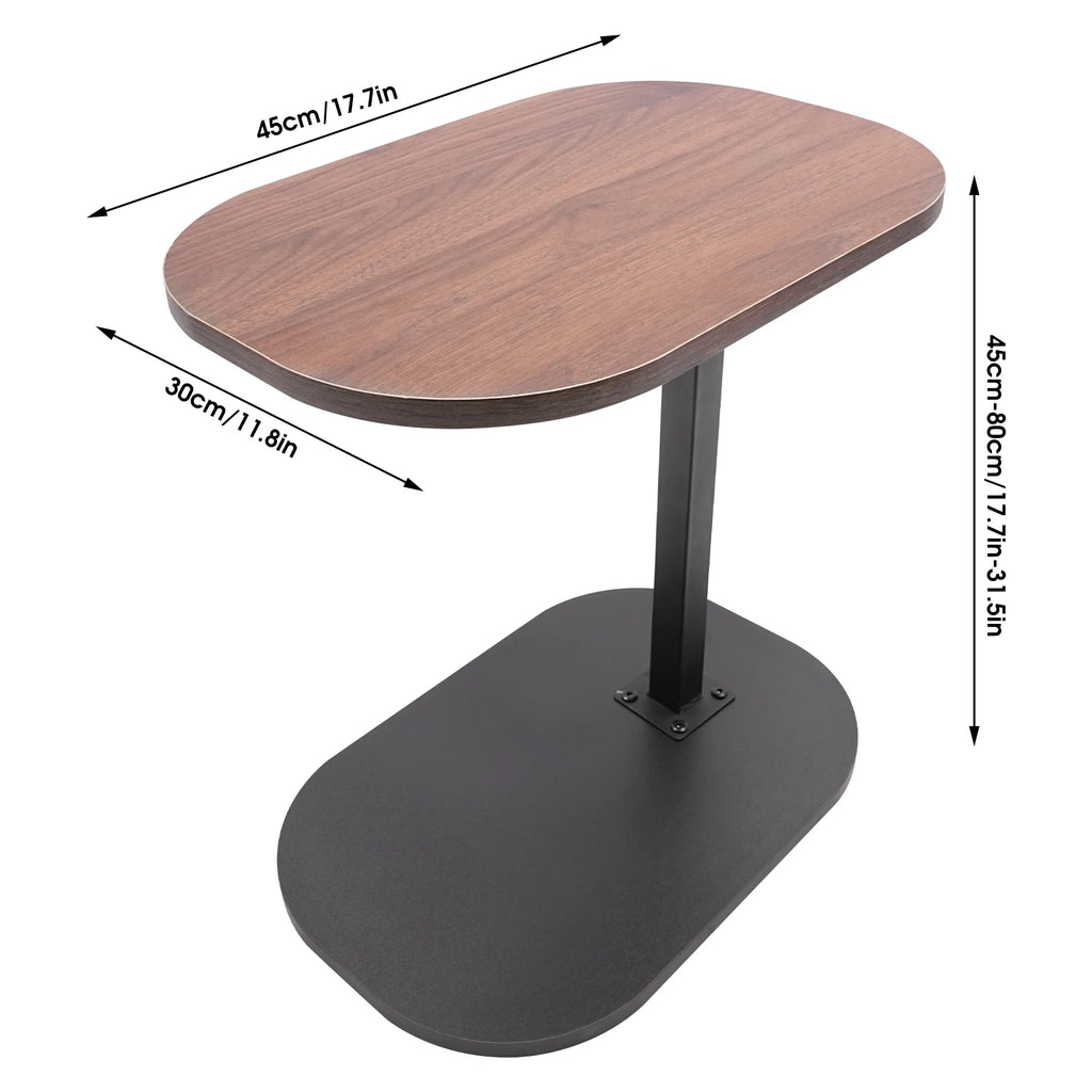 C Shaped Side Table Adjustable Height Compact Coffee Table 360 Rotatable Desktop Surface Modern Light Luxury Style