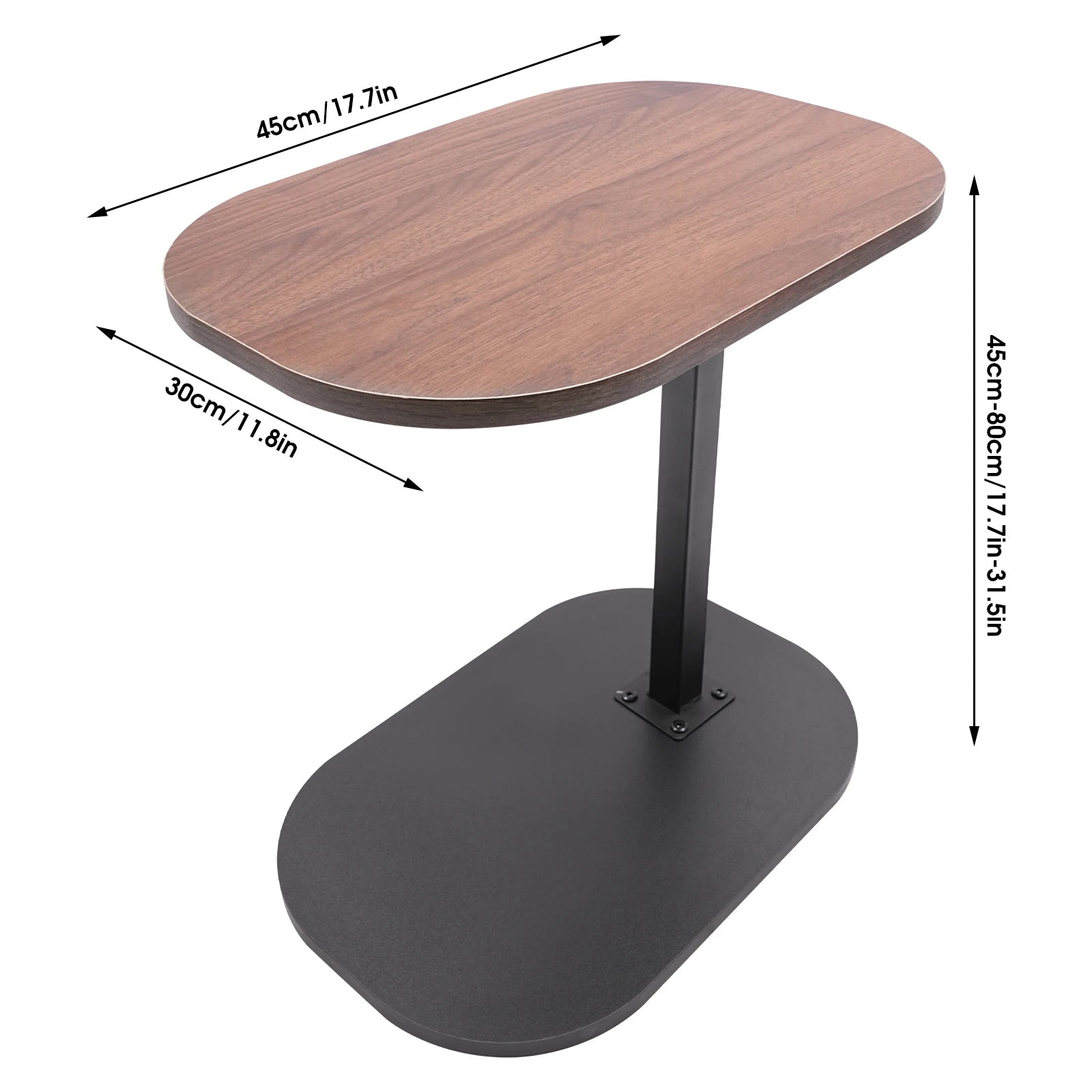 C Shaped Side Table Adjustable Height Compact Coffee Table 360 Rotatable Desktop Surface Modern Light Luxury Style