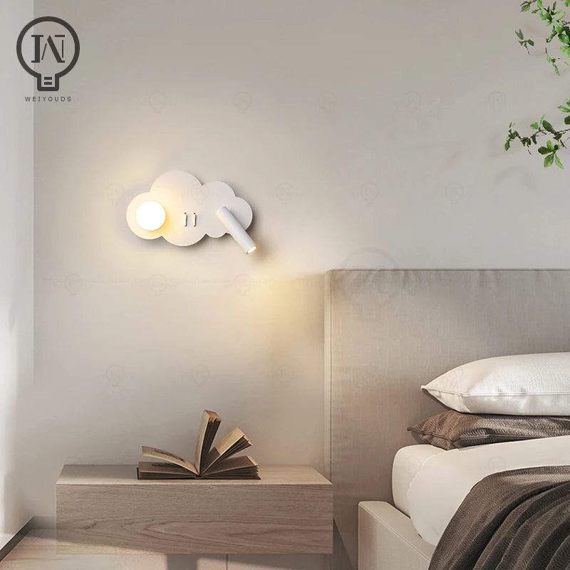 White wall lamp backlight 350 degree rotation adjustable wall lamp hotel bedroom bedside study reading desk lamp with switch