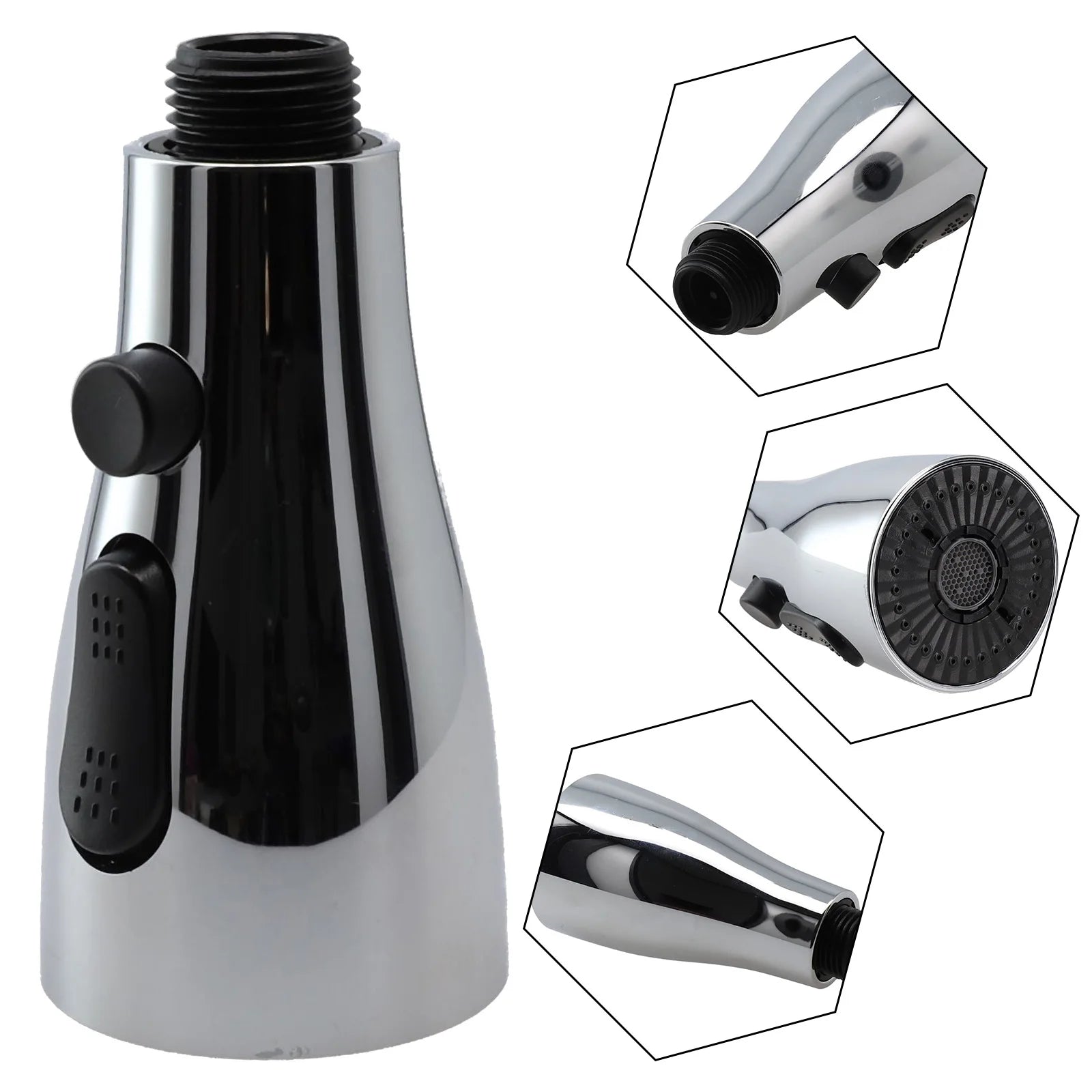 Faucet Sprayer Head Shower Nozzle Kitchen Sink Pull-out Faucet Kitchen Spare Replacement Tap Sprayer 3 Modes 1/2" Connection