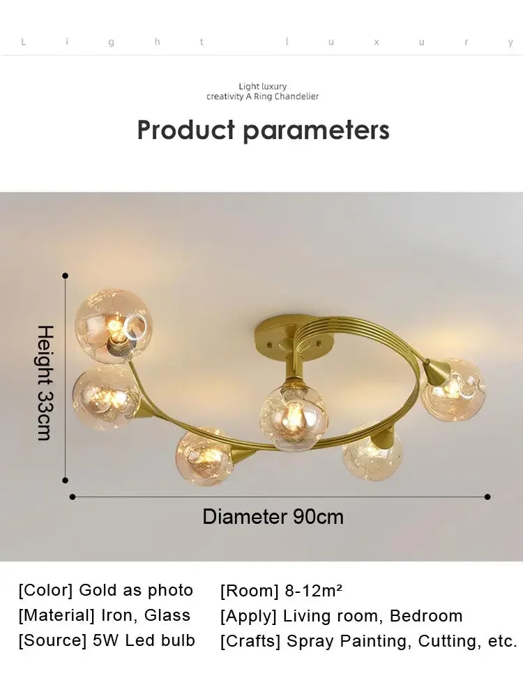 2025 Modern Led Ceiling Chandelier Nordic Glass Lamp Bedroom Kitchen Living Room Dining Room Decoration Home Ceiling Light Fixtu