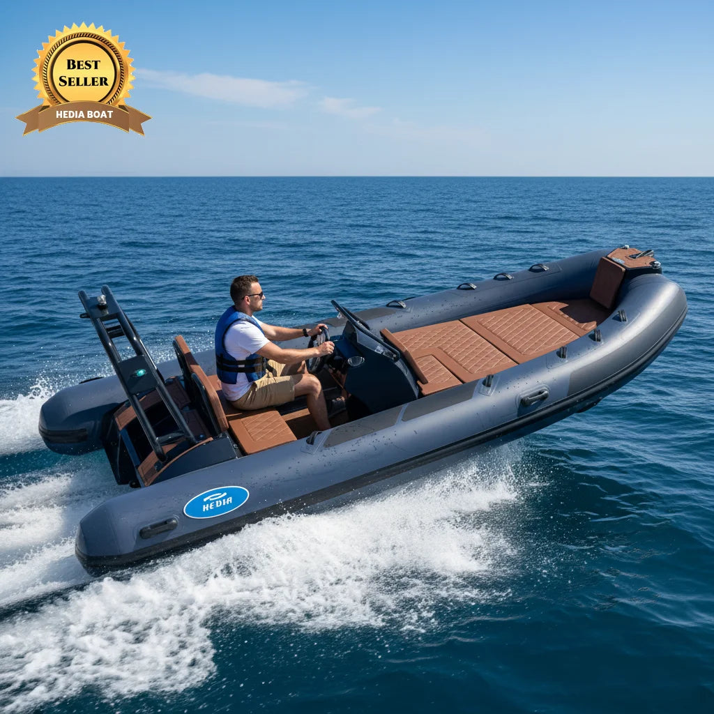 High-end 480 Aluminium Rib Inflatable Rigid Boat with Outboard Engine 1.2mm 8-Person for Fishing Lake Sports and Rowing