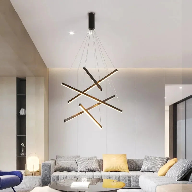 Modern LED Ceiling Chandelier Stair Living Room Pendant Lamp Kitchen Hall Hanging Light Indoor Home Decoration Lighting Fixture