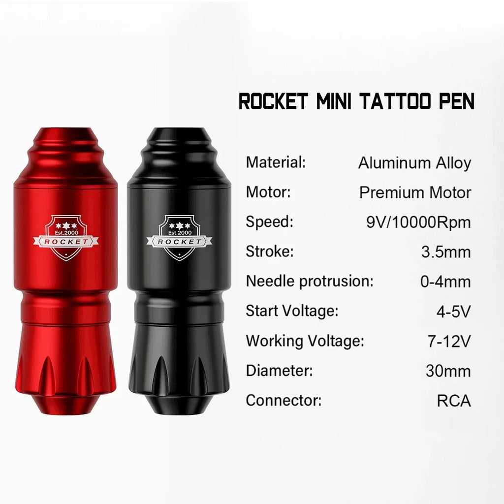 Professional Mini Rocket Tattoo Machine Set Japan Motor Wireless Tattoo Power Supply RCA Interface Rotary Tattoo Pen Kit