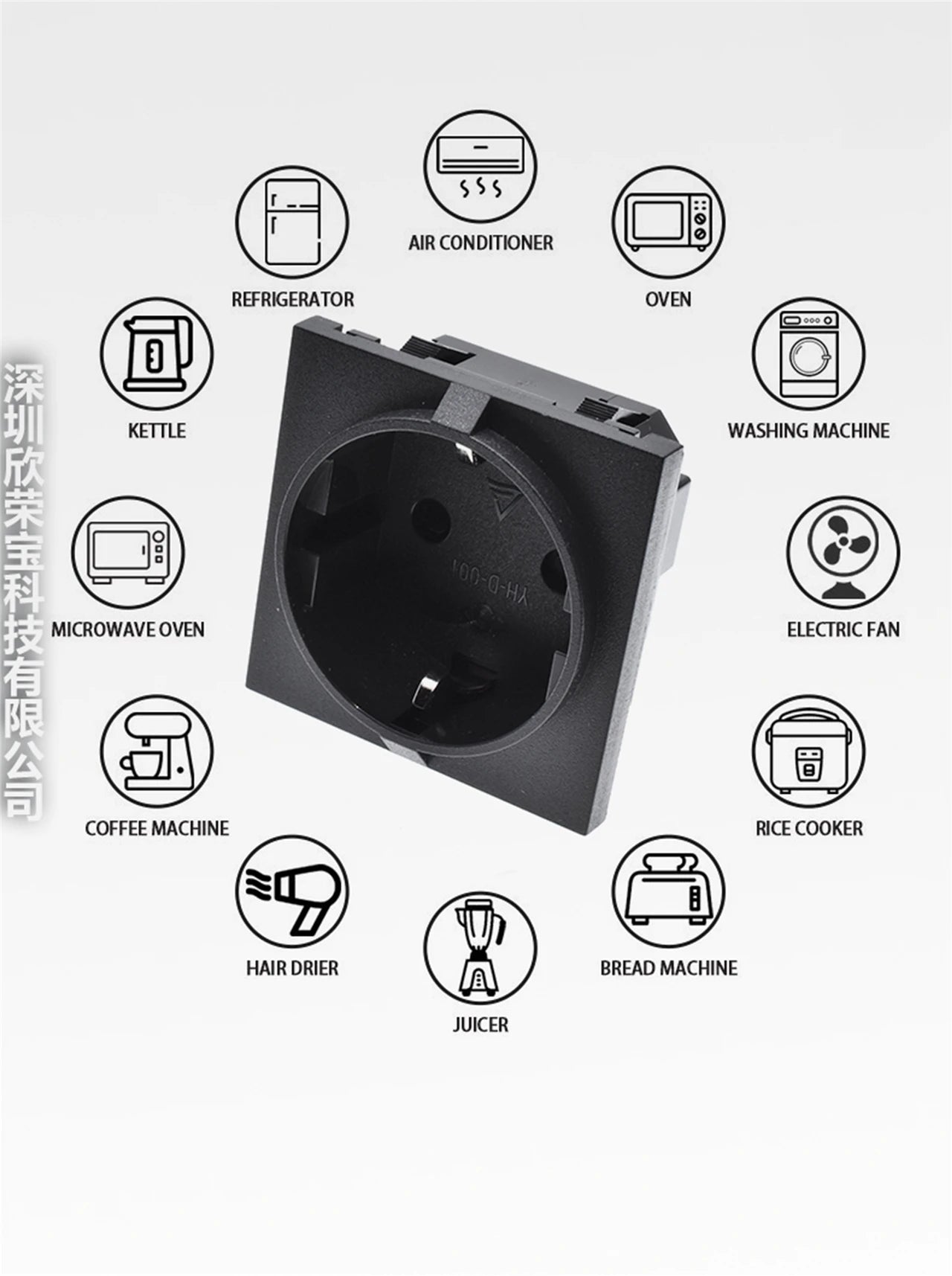 Europe socket embedded industrial outlet Inverter output socket EU universal electrical Russia,South Korea AC power connector16A