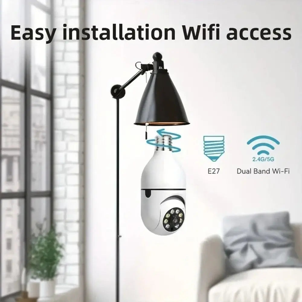 360 Degree Light Bulb Security Camera Full Color Night Vision 5GHz WiFi Surveillance Camera Automatic Human Tracking