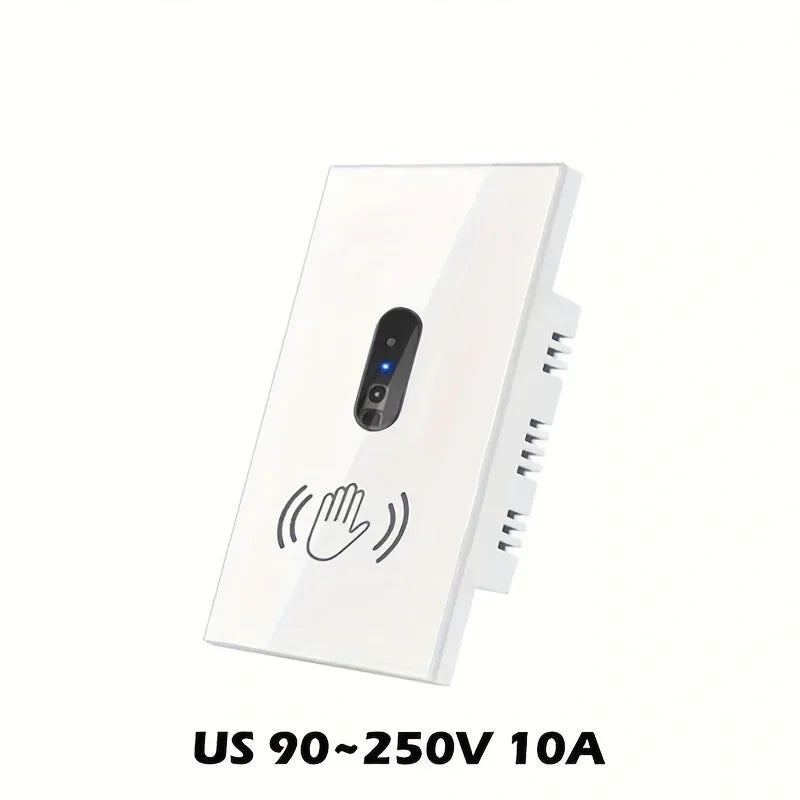 1pc Wall Light Switch Wave Infrare IR Sensor No Need Touch US 220V 110V Glass Screen Panel Electrical Power On Off Lamp