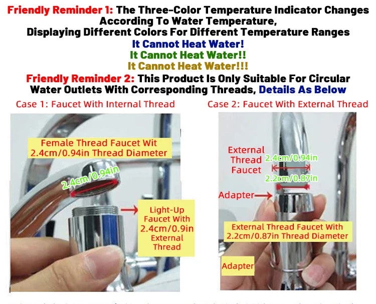 Zhang Ji LED Temperature Sensitive 3-Color Light-up Faucet Kitchen Bathroom Glow Water Saving Faucet Aerator Tap Nozzle Shower
