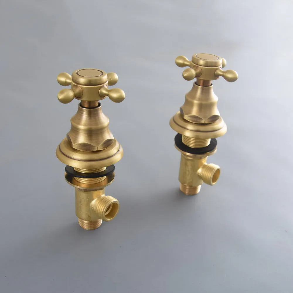 Bathroom Rainfall Shower Faucets 8 Inch Antique Brass Round Wall Mounted Faucet Sets Dual Handles Mixer Tap
