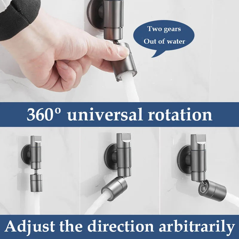 In-wall Single Cold Water Faucet G1/2 Stainless Steel Bathroom Cleaning Room Basin Faucet Two Water Outlet Modes