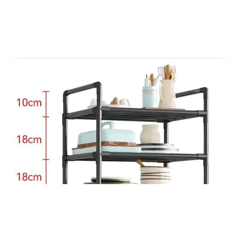 Kitchen storage cart for shelves - multi-level floor-standing household storage unit - bathroom shelf organizer