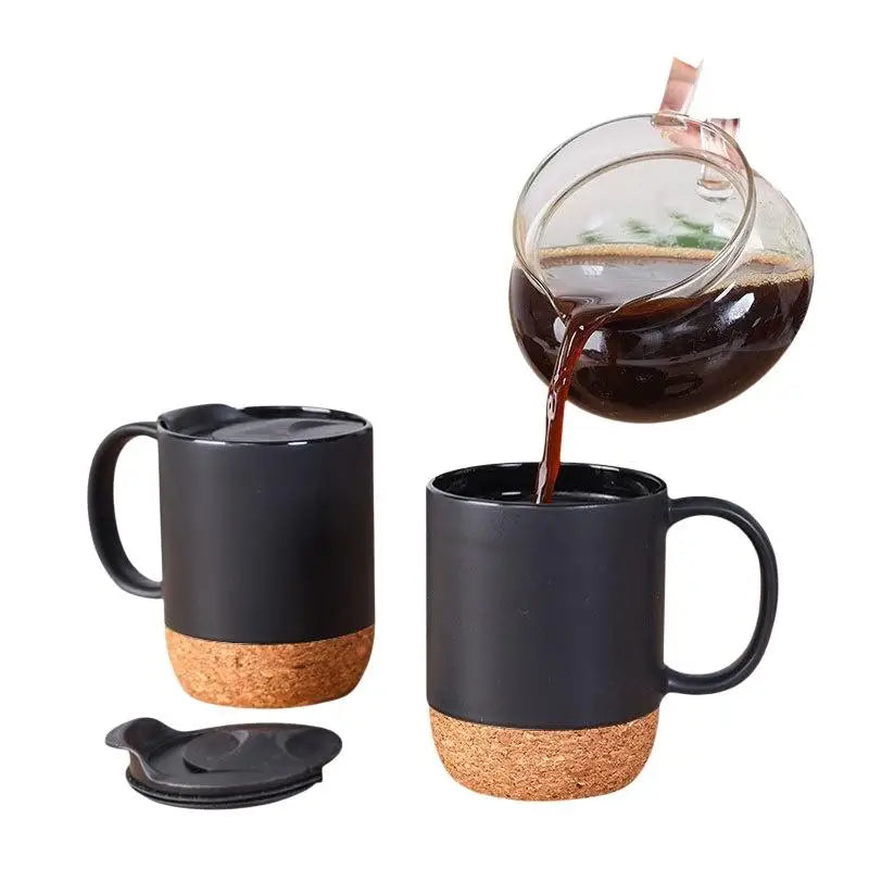 Cork Bottom Ceramic Frosted Coffee Mug Non-slip 350ml Easy Wash Drinking Cup for Office Home Gift Giving