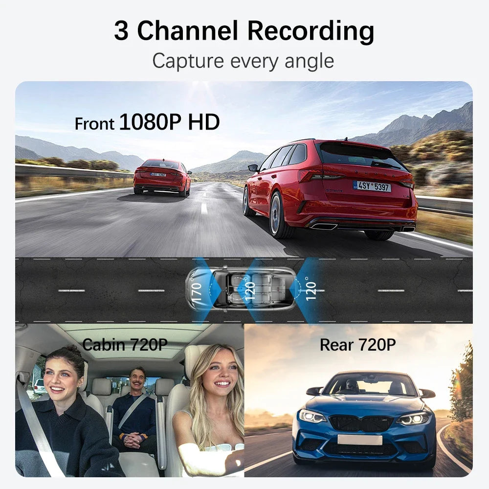 HD 1080P 2/3 camera Dash Cam for cars Front And Inside car camera with IR Night Vision Loop Recording wide angle Car DVR Camera