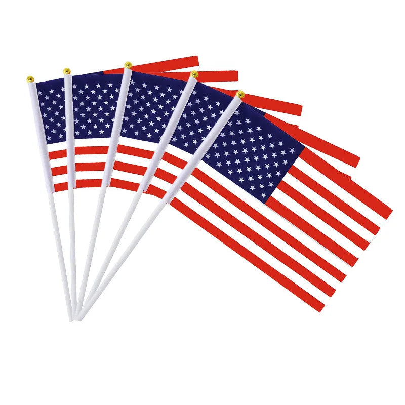 America hand-held flags21*14cm American National Flag USA Flying Flag The United States of America Banner Hand flags with Plasti